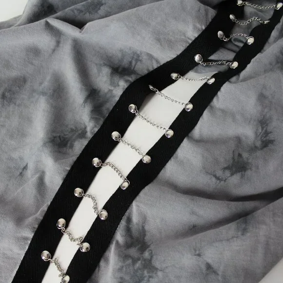 Affliction Standard Series studded chains men's S t-shirt tie-dye gray unisex - Picture 4 of 8